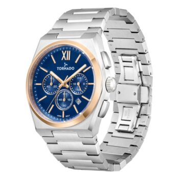 ساعة تورونادو رجالي 44.5 ملم سوار فضي T24105-KBSN فضي/ذهبي وردي - متاجر