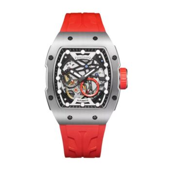 ساعة تورونادو رجالي 38.5 ملم سوار أحمر T24302-SSRB فضي - متاجر