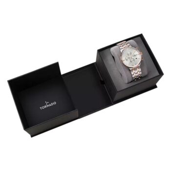 ساعة تورونادو رجالي 43 ملم سوار الذهب الوردي T6102-KBKSK فضي - متاجر
