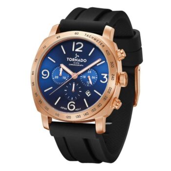 ساعة تورونادو رجالي 43 ملم سوار أسود T9102-KSBN ذهبي وردي - متاجر