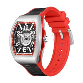 ساعة تورونادو رجالي 44 ملم سوار أسود T25301-SLBBR فضي - متاجر