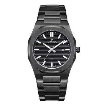 ساعة تورنيدو للرجال من  الستانلس ستيل انالوج مع مجموعة أحزمة اضافية، 40 ملم ، T23006C-XBXB-S- أسود - متاجر